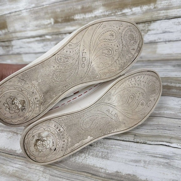 ALDO White Sneakers Women Size 6 Mavrina Trainers Lace Up Shoes Leather Studded - Picture 10 of 13